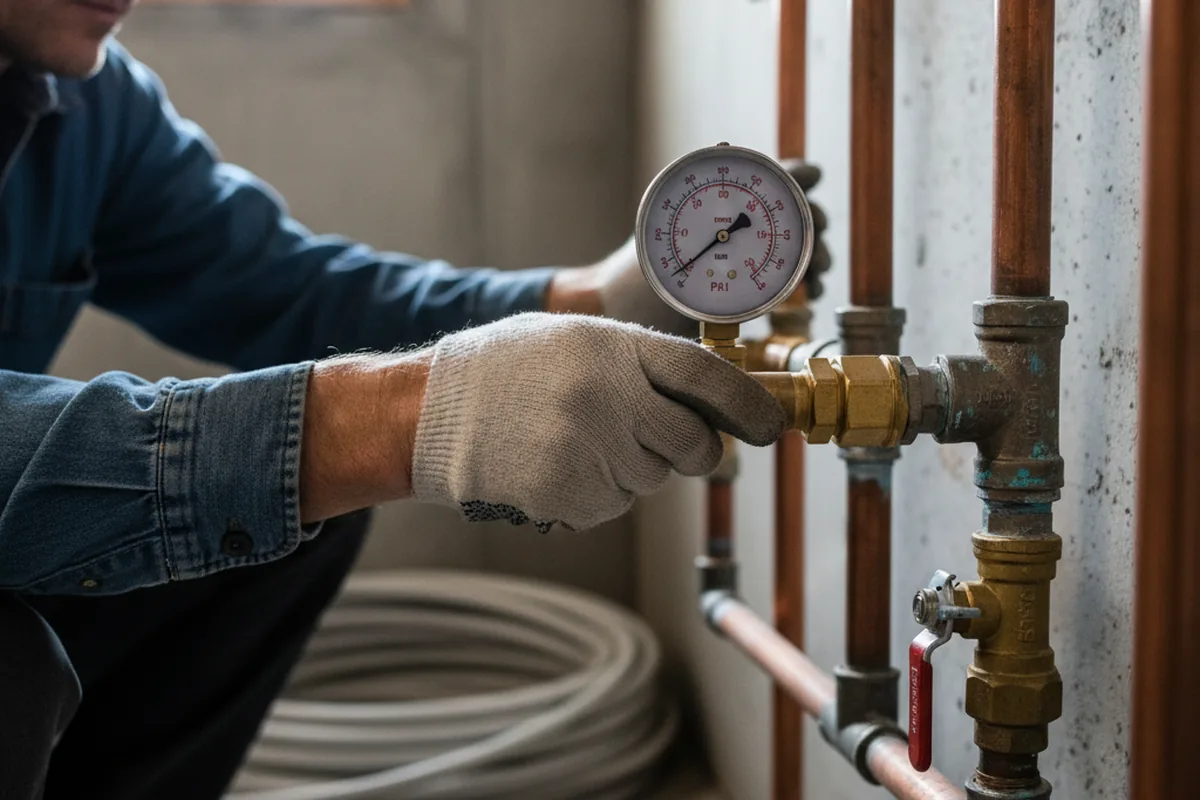 Pressure testing a repaired line during Water Line Repair in Bloomingburg